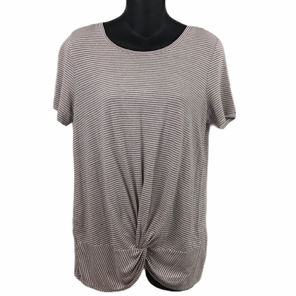 Rachel Zoe striped purple twist front tee top M